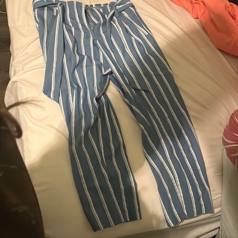 Striped white and blue pants
